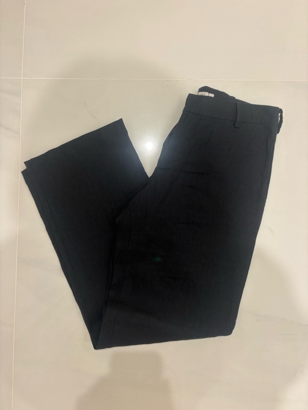 Anthropologie Dark Charcoal Linen-Blend Pants